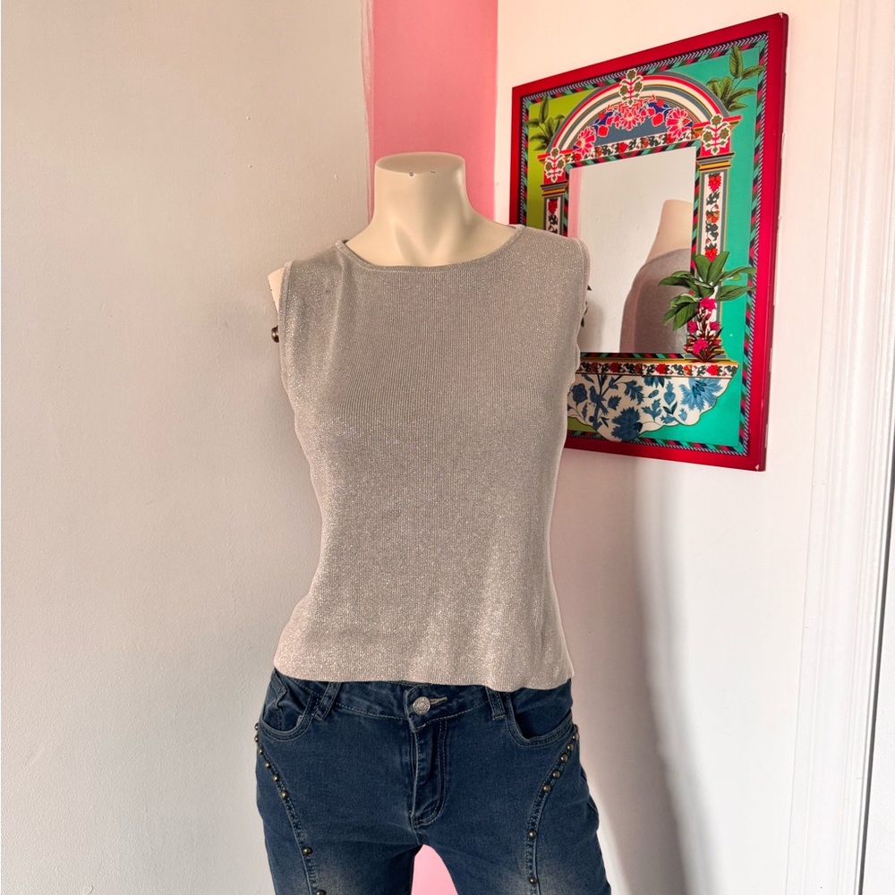 Elegant Silver Sleeveless Top